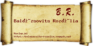 Balázsovits Rozália névjegykártya
